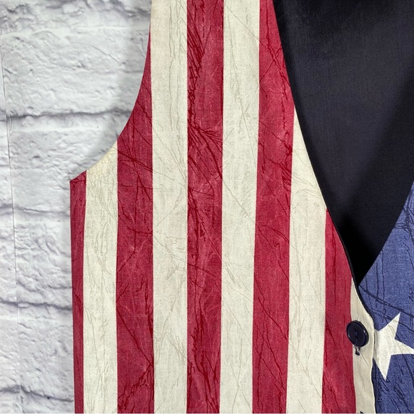 Vintage 111 Main Patriotic Stars & Stripes American Flag Vest Size S/M - Picture 5 of 10